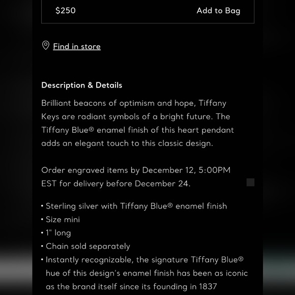 *SOLD* Tiffany & Co Blue Enamel Heart Key Necklace - Picture 11 of 12